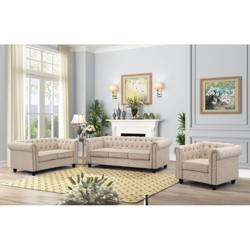 Canora Grey Lossett 3 Piece Standard Living Room Set & Reviews Wayfair